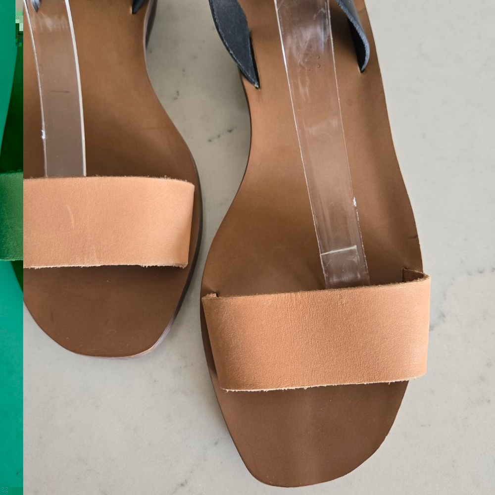 Women's Madewell Sandals Size 8.5 Tan and Black Stacked Color - Picture 3 of 14